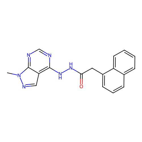 N'-(1-methyl-4-pyrazolo[3,4-d]pyrimidinyl)-2-(1-naphthalenyl)acetohydrazide structure