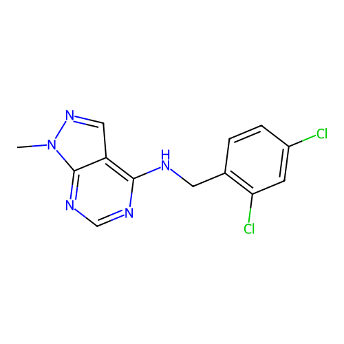N-(2,4-dichlorobenzyl)-1-methyl-1H-pyrazolo[3,4-d]pyrimidin-4-amine structure