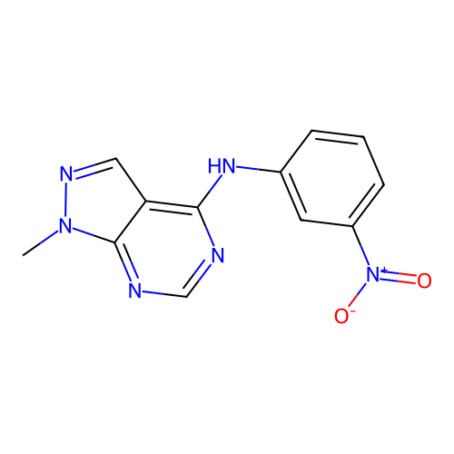 1-methyl-N-(3-nitrophenyl)-1H-pyrazolo[3,4-d]pyrimidin-4-amine structure
