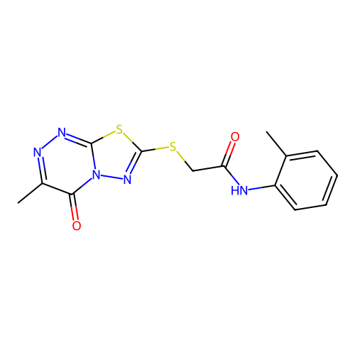2-[(3-methyl-4-oxo-[1,3,4]thiadiazolo[2,3-c][1,2,4]triazin-7-yl)sulfanyl]-N-(2-methylphenyl)acetamide structure