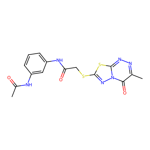 N-(3-acetamidophenyl)-2-({3-methyl-4-oxo-4H-[1,3,4]thiadiazolo[2,3-c][1,2,4]triazin-7-yl}sulfanyl)acetamide structure