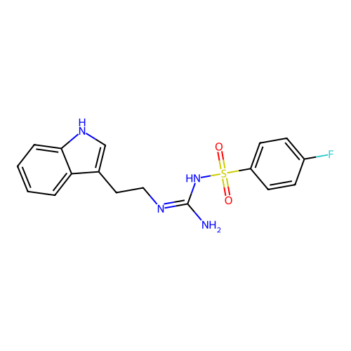N-(N-(2-(1H-indol-3-yl)ethyl)carbamimidoyl)-4-fluorobenzenesulfonamide structure