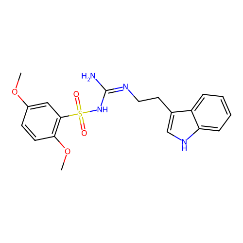 N-(N-(2-(1H-indol-3-yl)ethyl)carbamimidoyl)-2,5-dimethoxybenzenesulfonamide structure