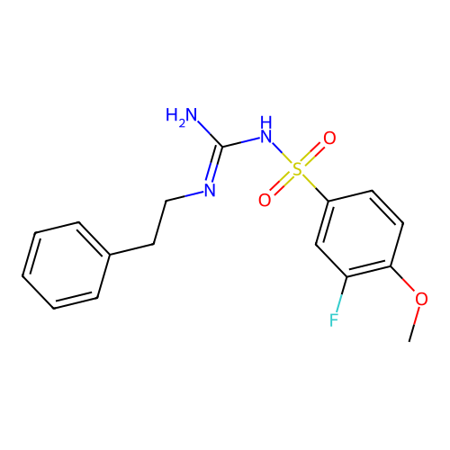 3-fluoro-4-methoxy-N-(N-phenethylcarbamimidoyl)benzenesulfonamide structure