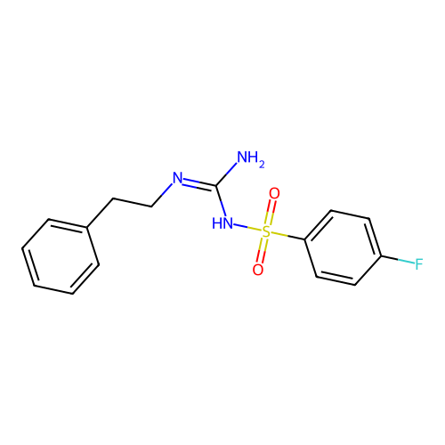 4-fluoro-N-(N-phenethylcarbamimidoyl)benzenesulfonamide structure