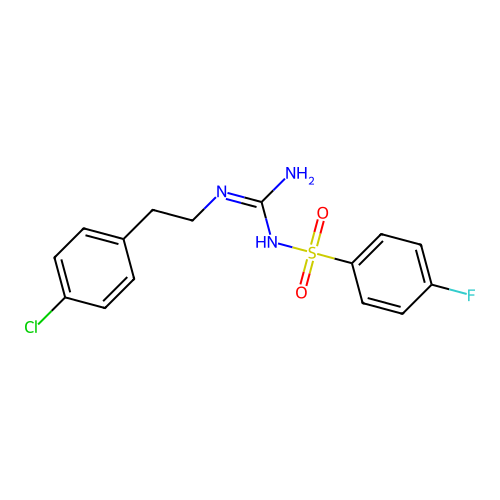 N-(N-(4-chlorophenethyl)carbamimidoyl)-4-fluorobenzenesulfonamide structure
