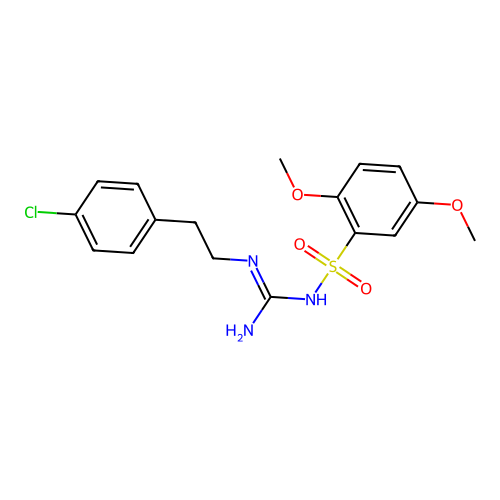 N-(N-(4-chlorophenethyl)carbamimidoyl)-2,5-dimethoxybenzenesulfonamide structure