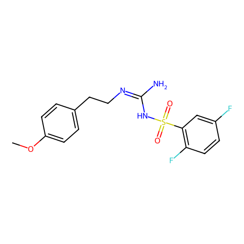 2,5-difluoro-N-(N-(4-methoxyphenethyl)carbamimidoyl)benzenesulfonamide structure