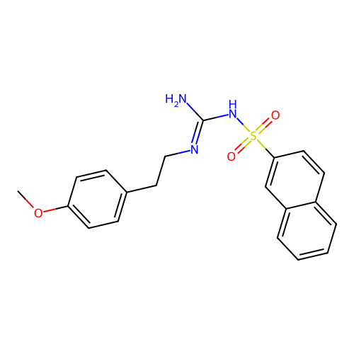 N-(N-(4-methoxyphenethyl)carbamimidoyl)naphthalene-2-sulfonamide structure