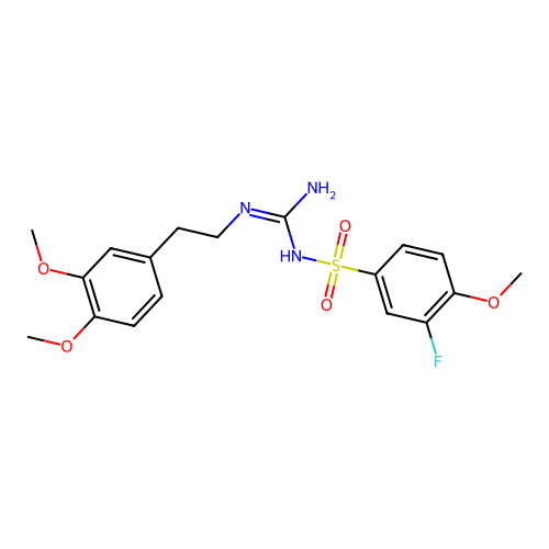 N-(N-(3,4-dimethoxyphenethyl)carbamimidoyl)-3-fluoro-4-methoxybenzenesulfonamide structure