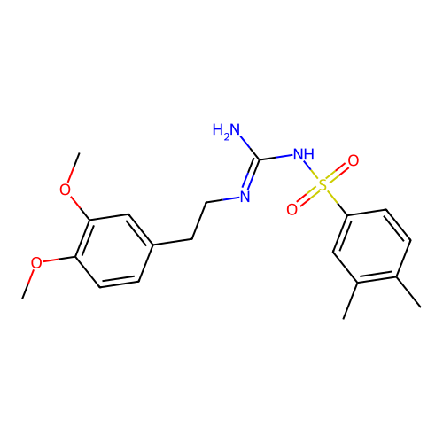N-(N-(3,4-dimethoxyphenethyl)carbamimidoyl)-3,4-dimethylbenzenesulfonamide structure