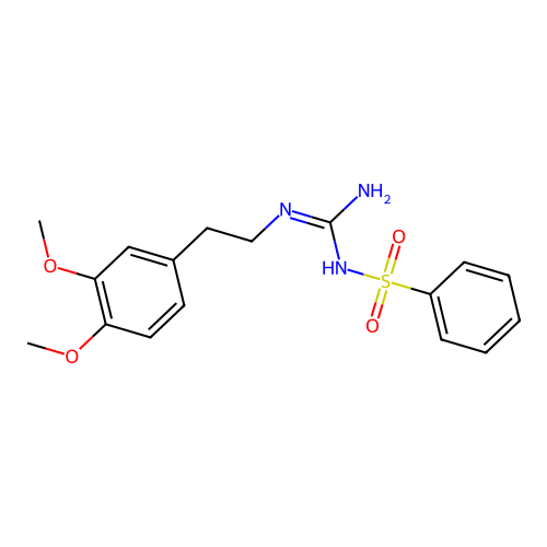 N-(N-(3,4-dimethoxyphenethyl)carbamimidoyl)benzenesulfonamide structure