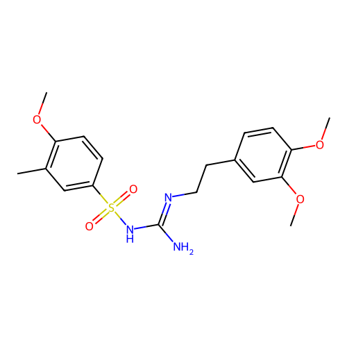 N-(N-(3,4-dimethoxyphenethyl)carbamimidoyl)-4-methoxy-3-methylbenzenesulfonamide structure