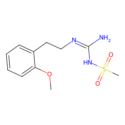 N-(N-(2-methoxyphenethyl)carbamimidoyl)methanesulfonamide structure