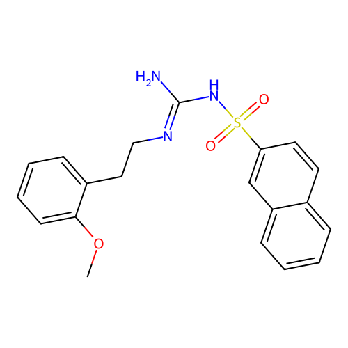 N-(N-(2-methoxyphenethyl)carbamimidoyl)naphthalene-2-sulfonamide structure