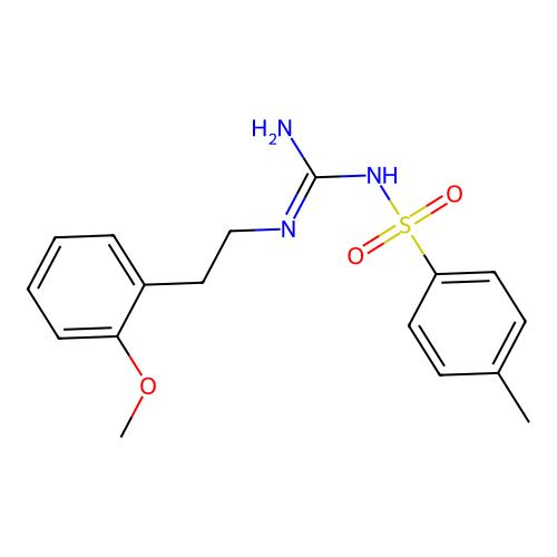 N-(N-(2-methoxyphenethyl)carbamimidoyl)-4-methylbenzenesulfonamide structure