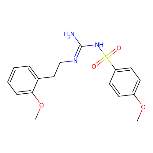4-methoxy-N-(N-(2-methoxyphenethyl)carbamimidoyl)benzenesulfonamide structure