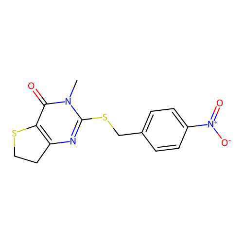 3-methyl-2-[(4-nitrophenyl)methylsulfanyl]-6,7-dihydrothieno[3,2-d]pyrimidin-4-one structure