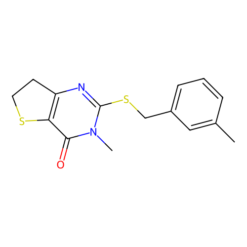 3-methyl-2-[(3-methylphenyl)methylsulfanyl]-6,7-dihydrothieno[3,2-d]pyrimidin-4-one structure