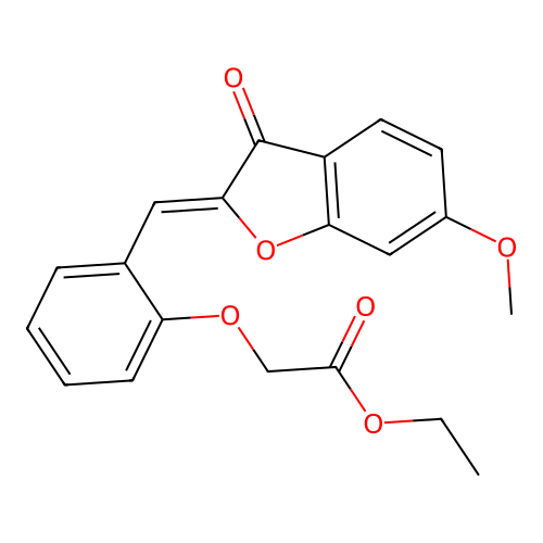 (Z)-ethyl 2-(2-((6-methoxy-3-oxobenzofuran-2(3H)-ylidene)methyl)phenoxy)acetate structure