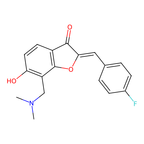 (Z)-7-((dimethylamino)methyl)-2-(4-fluorobenzylidene)-6-hydroxybenzofuran-3(2H)-one structure
