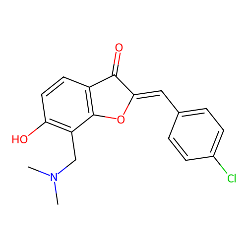 (Z)-2-(4-chlorobenzylidene)-7-((dimethylamino)methyl)-6-hydroxybenzofuran-3(2H)-one structure
