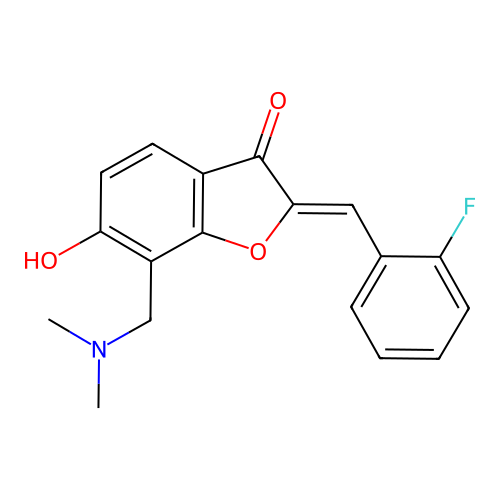 (Z)-7-((dimethylamino)methyl)-2-(2-fluorobenzylidene)-6-hydroxybenzofuran-3(2H)-one structure