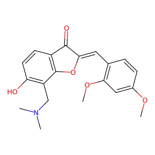(Z)-2-(2,4-dimethoxybenzylidene)-7-((dimethylamino)methyl)-6-hydroxybenzofuran-3(2H)-one structure