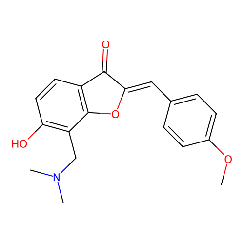 (Z)-7-((dimethylamino)methyl)-6-hydroxy-2-(4-methoxybenzylidene)benzofuran-3(2H)-one structure