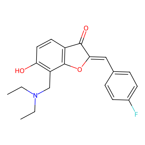 (Z)-7-((diethylamino)methyl)-2-(4-fluorobenzylidene)-6-hydroxybenzofuran-3(2H)-one structure