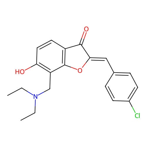 (Z)-2-(4-chlorobenzylidene)-7-((diethylamino)methyl)-6-hydroxybenzofuran-3(2H)-one structure