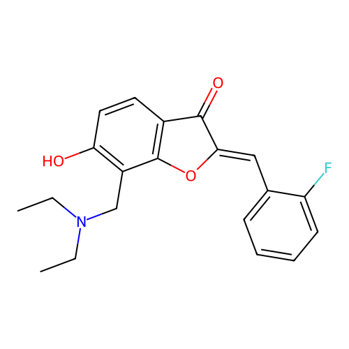 (Z)-7-((diethylamino)methyl)-2-(2-fluorobenzylidene)-6-hydroxybenzofuran-3(2H)-one structure