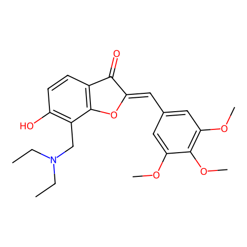 (Z)-7-((diethylamino)methyl)-6-hydroxy-2-(3,4,5-trimethoxybenzylidene)benzofuran-3(2H)-one structure