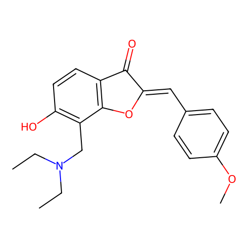 (Z)-7-((diethylamino)methyl)-6-hydroxy-2-(4-methoxybenzylidene)benzofuran-3(2H)-one structure