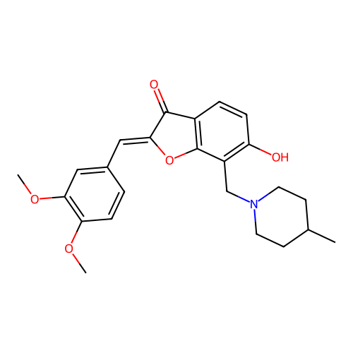(Z)-2-(3,4-dimethoxybenzylidene)-6-hydroxy-7-((4-methylpiperidin-1-yl)methyl)benzofuran-3(2H)-one structure