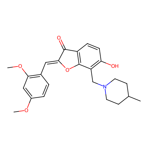 (Z)-2-(2,4-dimethoxybenzylidene)-6-hydroxy-7-((4-methylpiperidin-1-yl)methyl)benzofuran-3(2H)-one structure