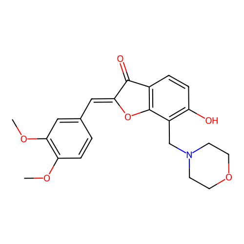 (Z)-2-(3,4-dimethoxybenzylidene)-6-hydroxy-7-(morpholinomethyl)benzofuran-3(2H)-one structure