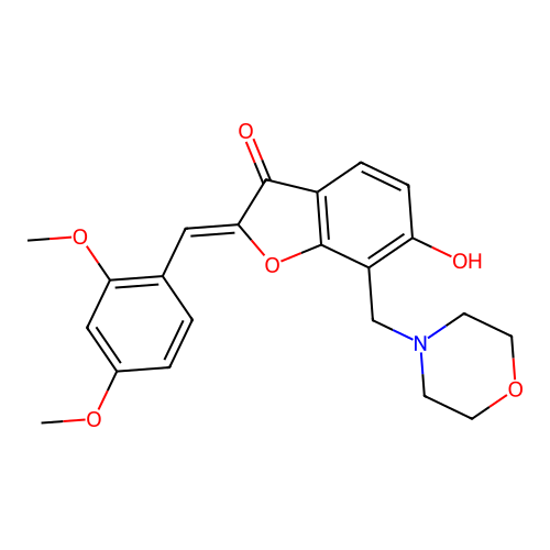 (Z)-2-(2,4-dimethoxybenzylidene)-6-hydroxy-7-(morpholinomethyl)benzofuran-3(2H)-one structure