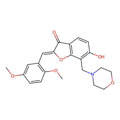 (Z)-2-(2,5-dimethoxybenzylidene)-6-hydroxy-7-(morpholinomethyl)benzofuran-3(2H)-one structure