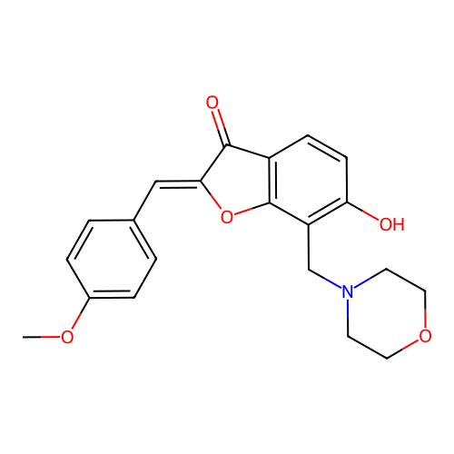 (Z)-6-hydroxy-2-(4-methoxybenzylidene)-7-(morpholinomethyl)benzofuran-3(2H)-one structure