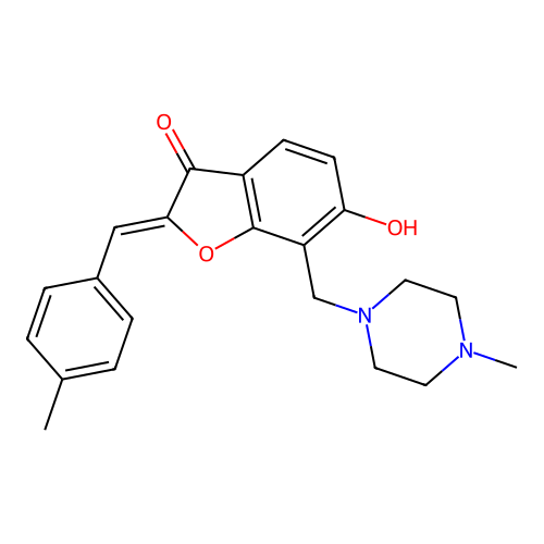 (2Z)-6-hydroxy-2-[(4-methylphenyl)methylidene]-7-[(4-methylpiperazin-1-yl)methyl]-1-benzofuran-3-one structure
