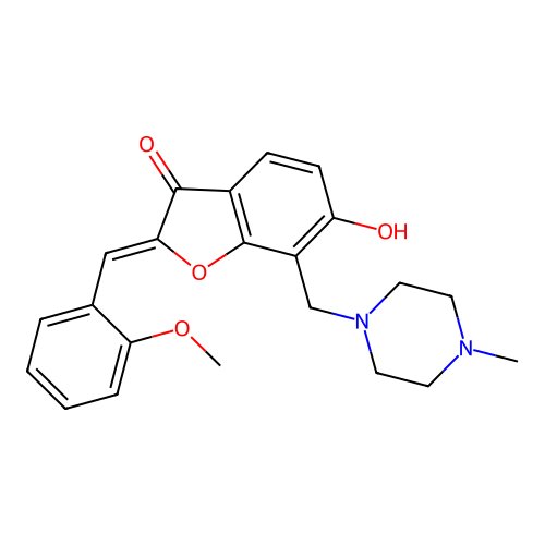 (Z)-6-hydroxy-2-(2-methoxybenzylidene)-7-((4-methylpiperazin-1-yl)methyl)benzofuran-3(2H)-one structure