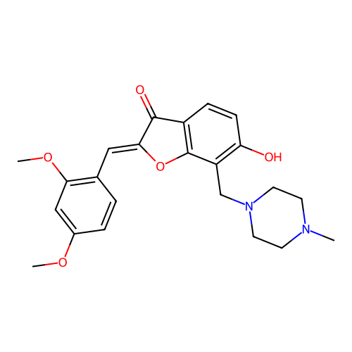 (Z)-2-(2,4-dimethoxybenzylidene)-6-hydroxy-7-((4-methylpiperazin-1-yl)methyl)benzofuran-3(2H)-one structure