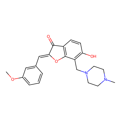 (Z)-6-hydroxy-2-(3-methoxybenzylidene)-7-((4-methylpiperazin-1-yl)methyl)benzofuran-3(2H)-one structure