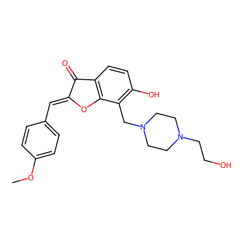 (Z)-6-hydroxy-7-((4-(2-hydroxyethyl)piperazin-1-yl)methyl)-2-(4-methoxybenzylidene)benzofuran-3(2H)-one structure