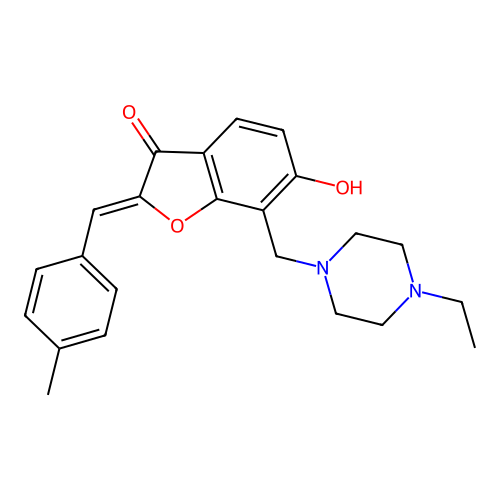 (2Z)-7-[(4-ethylpiperazin-1-yl)methyl]-6-hydroxy-2-[(4-methylphenyl)methylidene]-1-benzofuran-3-one structure