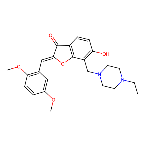 (2Z)-2-[(2,5-dimethoxyphenyl)methylidene]-7-[(4-ethylpiperazin-1-yl)methyl]-6-hydroxy-2,3-dihydro-1-benzofuran-3-one structure