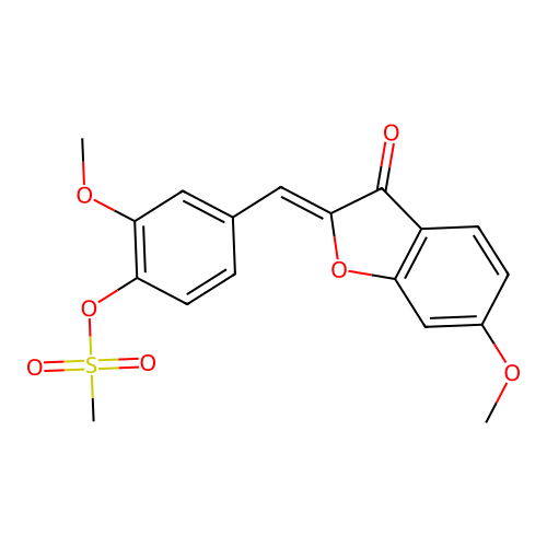 (Z)-2-methoxy-4-((6-methoxy-3-oxobenzofuran-2(3H)-ylidene)methyl)phenyl methanesulfonate structure