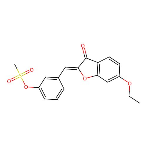 (Z)-3-((6-ethoxy-3-oxobenzofuran-2(3H)-ylidene)methyl)phenyl methanesulfonate structure