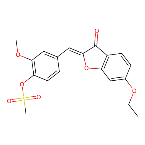 (Z)-4-((6-ethoxy-3-oxobenzofuran-2(3H)-ylidene)methyl)-2-methoxyphenyl methanesulfonate structure